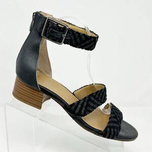 Franco Sarto Tate Black Woven Strappy Dressy Heeled Sandals Size 9 Casual
